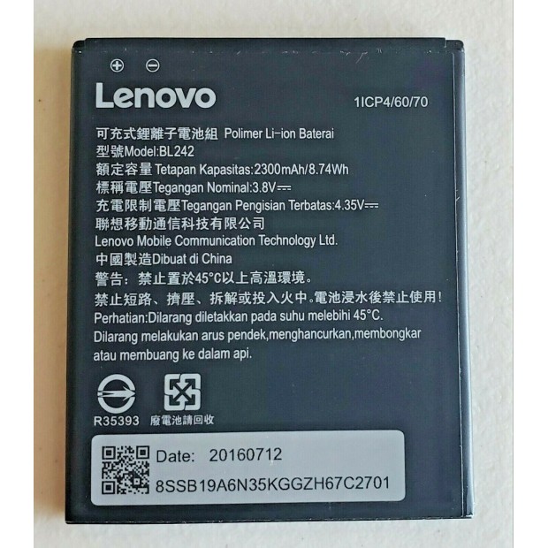 Battery for Lenovo BL242 A6000 - 2A UK