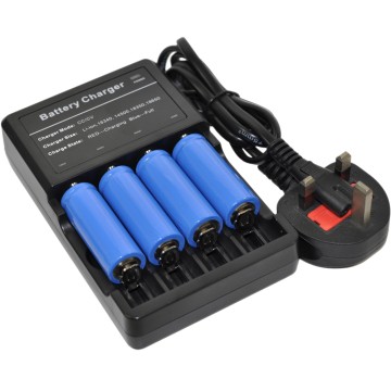 4x 18500 Battery+Charger Top Button Li-ion Rechargeable 3.7V UK